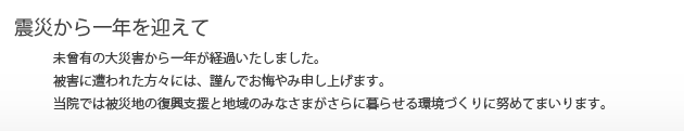 東関東大震災 一年を迎えて